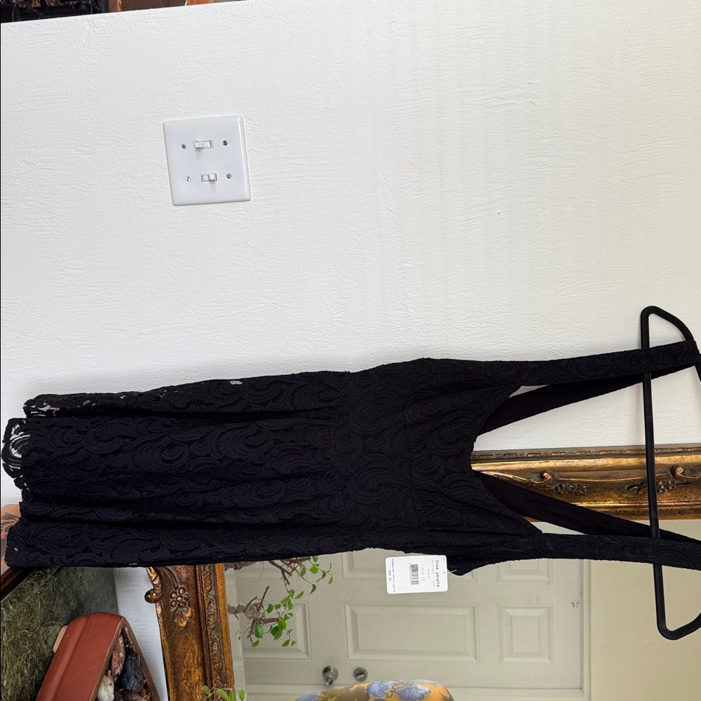 Free People Black Lace Dress with Strappy Design